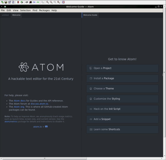 Atom in docker via VNC